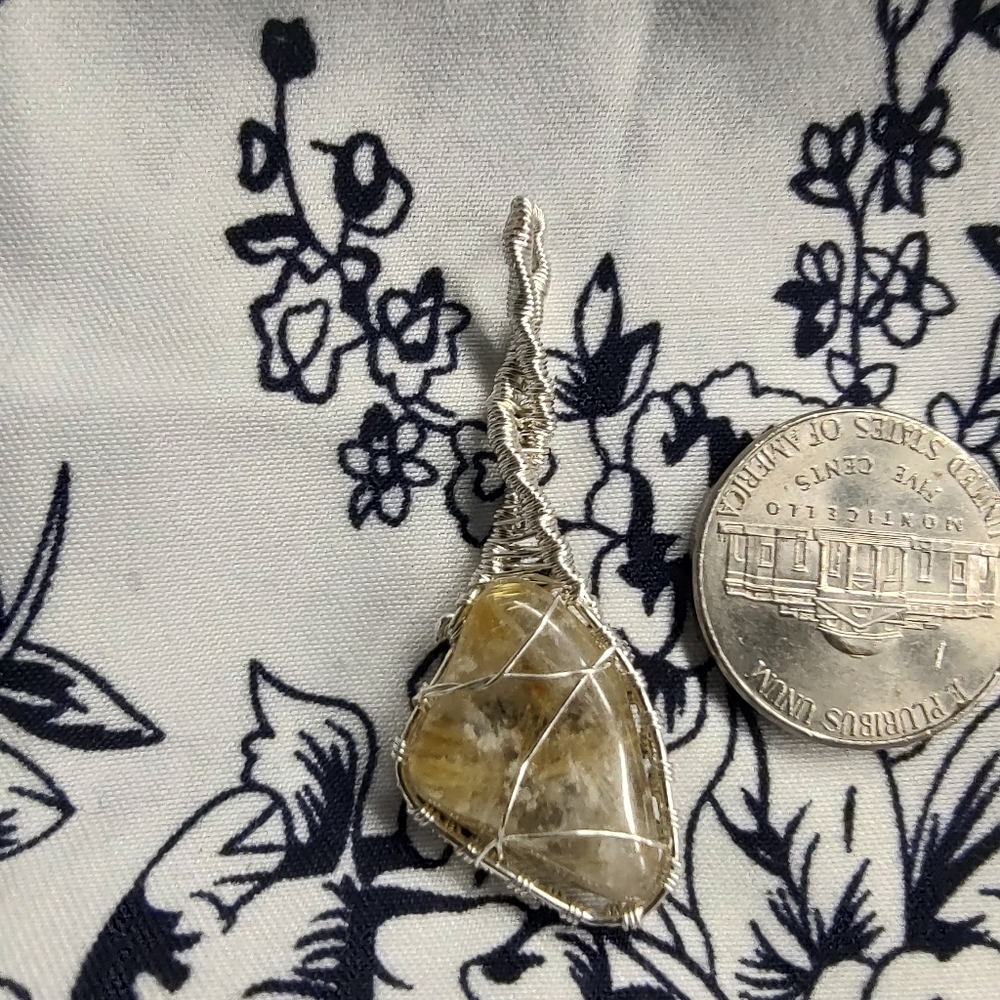 Rutilated quartz pendant handmade